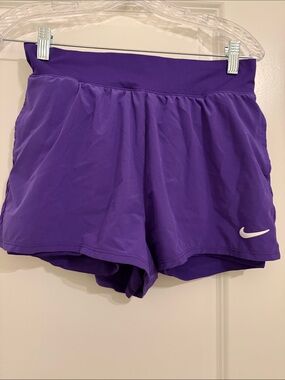 Nike Women's Violet Performance Athletic Shorts with White Swoosh